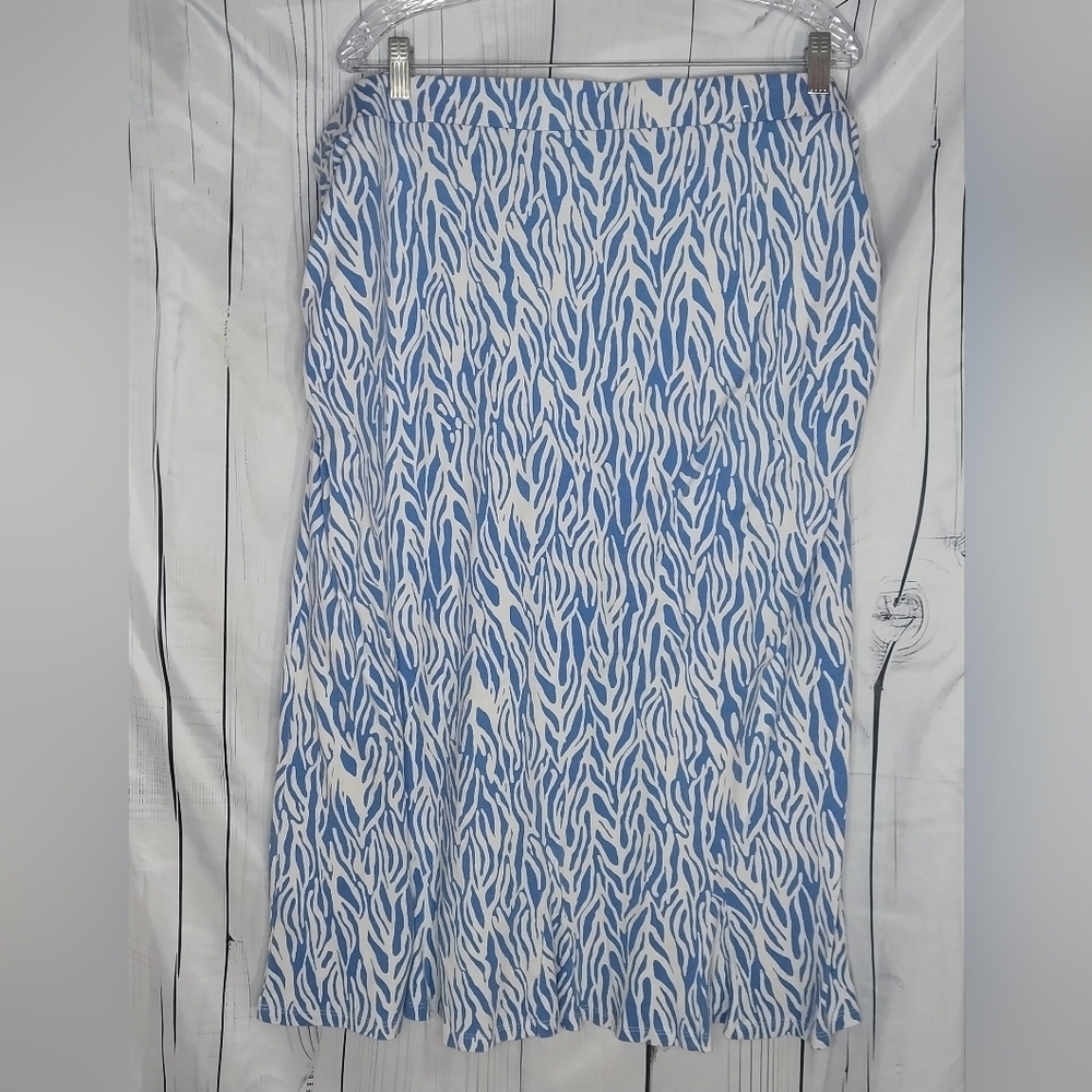 Diane Von Furstenberg x Target A-Line Sea Twig Midi Skirt Blue And White Size 2x
